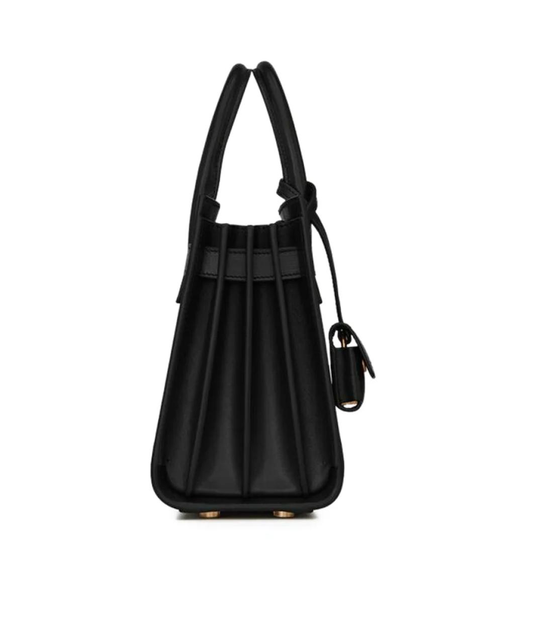 SAINT LAURENT Черная кожаная сумка с короткими ручками, фото 3