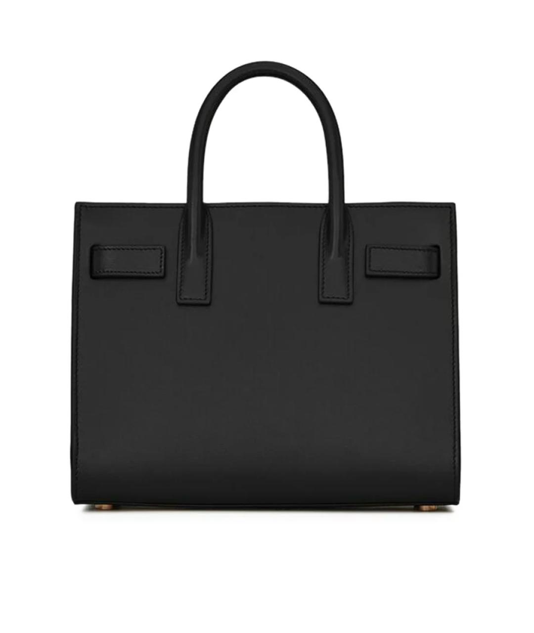 SAINT LAURENT Черная кожаная сумка с короткими ручками, фото 4