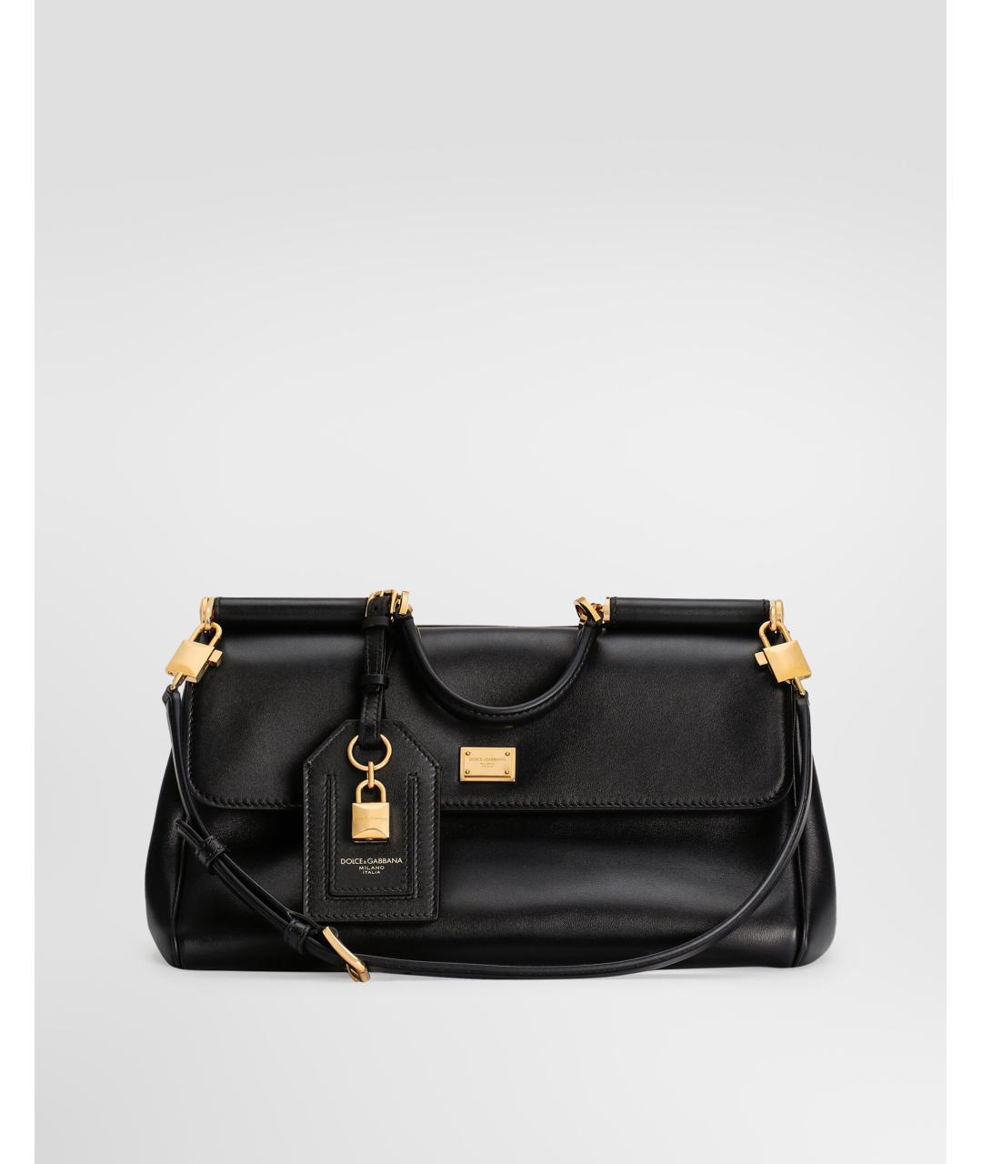 DOLCE&GABBANA Черная кожаная сумка с короткими ручками, фото 6