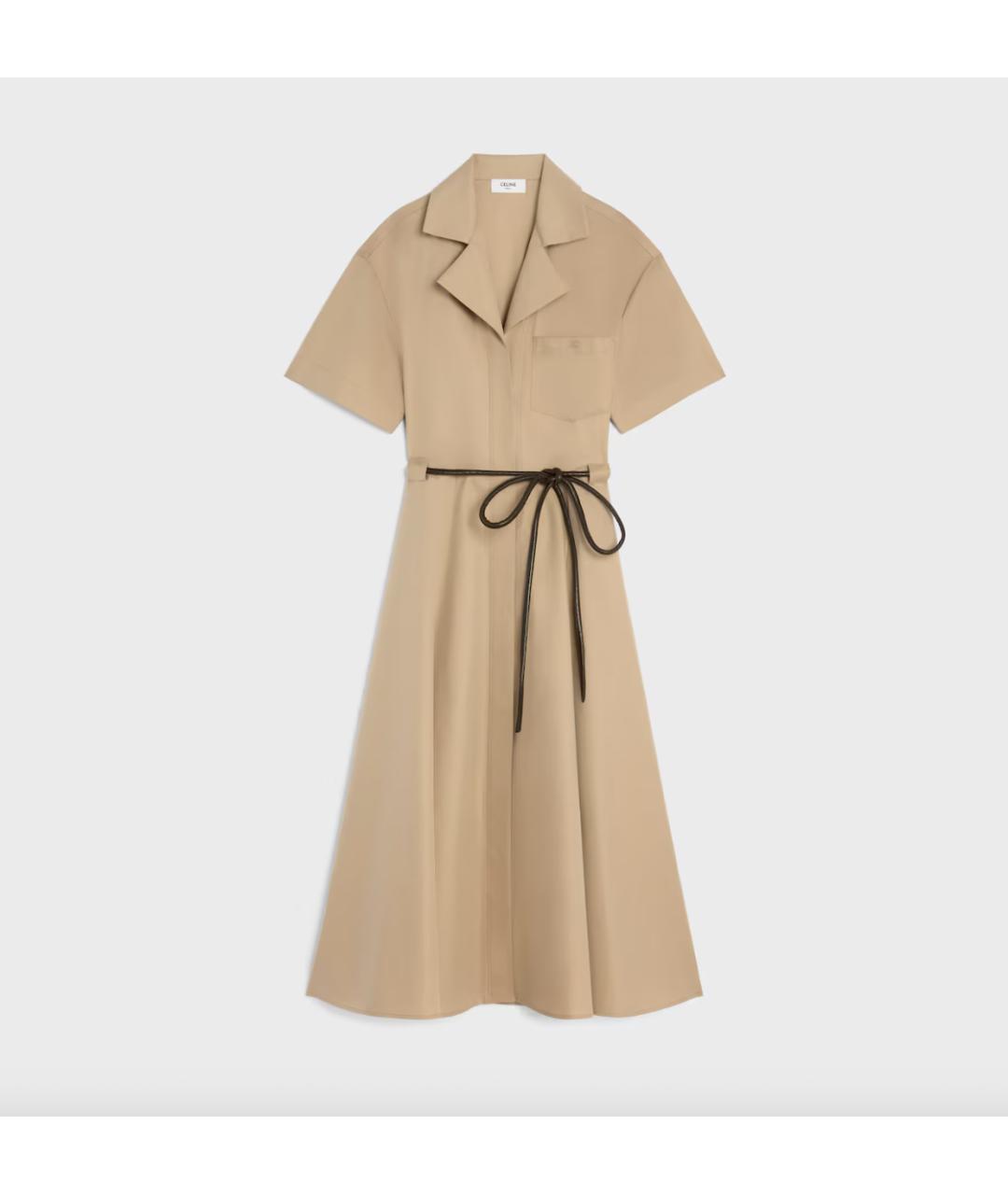 CELINE Бежевое хлопковое повседневное платье, фото 6