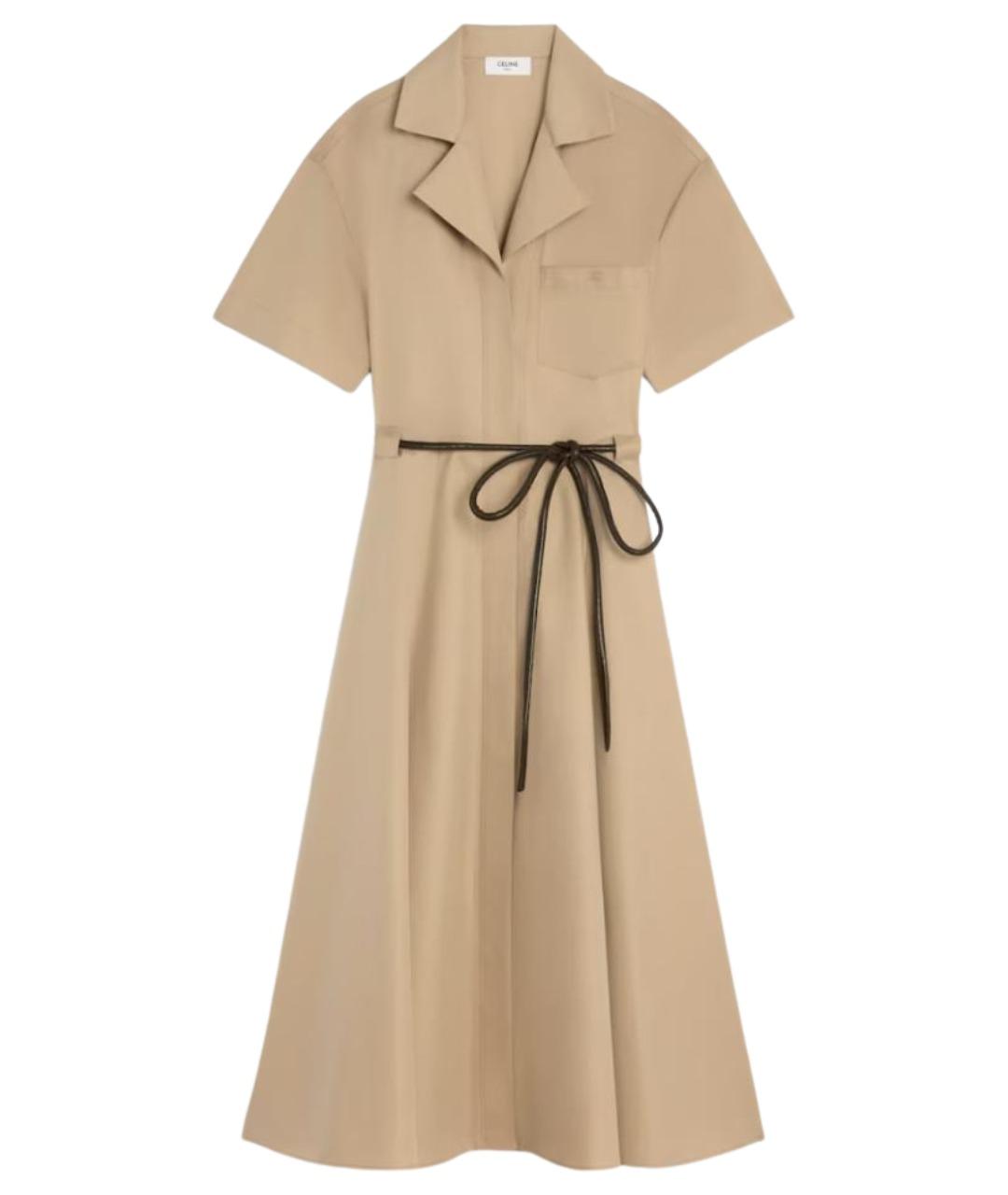 CELINE Бежевое хлопковое повседневное платье, фото 1