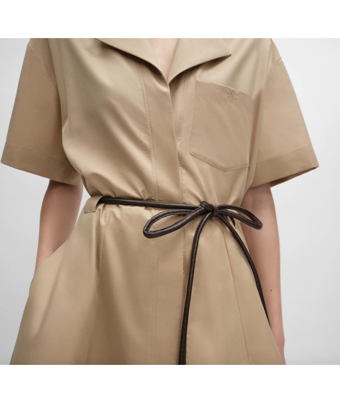 CELINE Бежевое хлопковое повседневное платье, фото 5