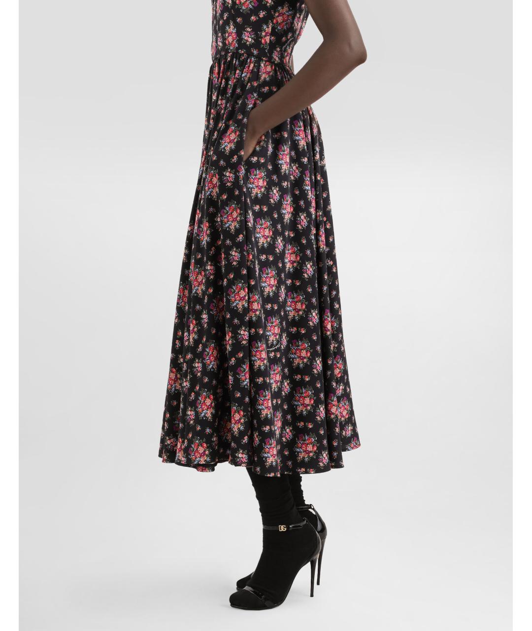 DOLCE&GABBANA Черное шелковое повседневное платье, фото 5