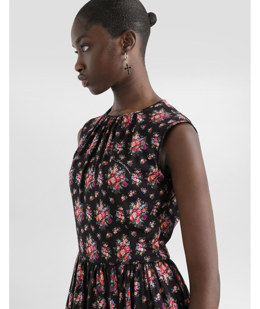 DOLCE&GABBANA Черное шелковое повседневное платье, фото 4