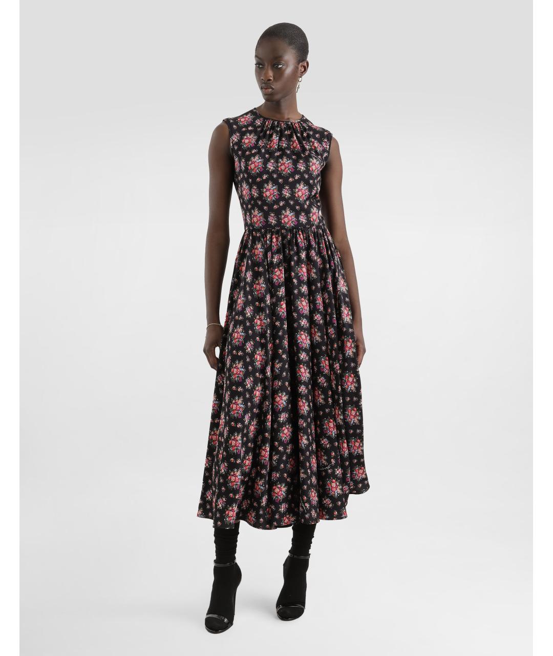 DOLCE&GABBANA Черное шелковое повседневное платье, фото 2