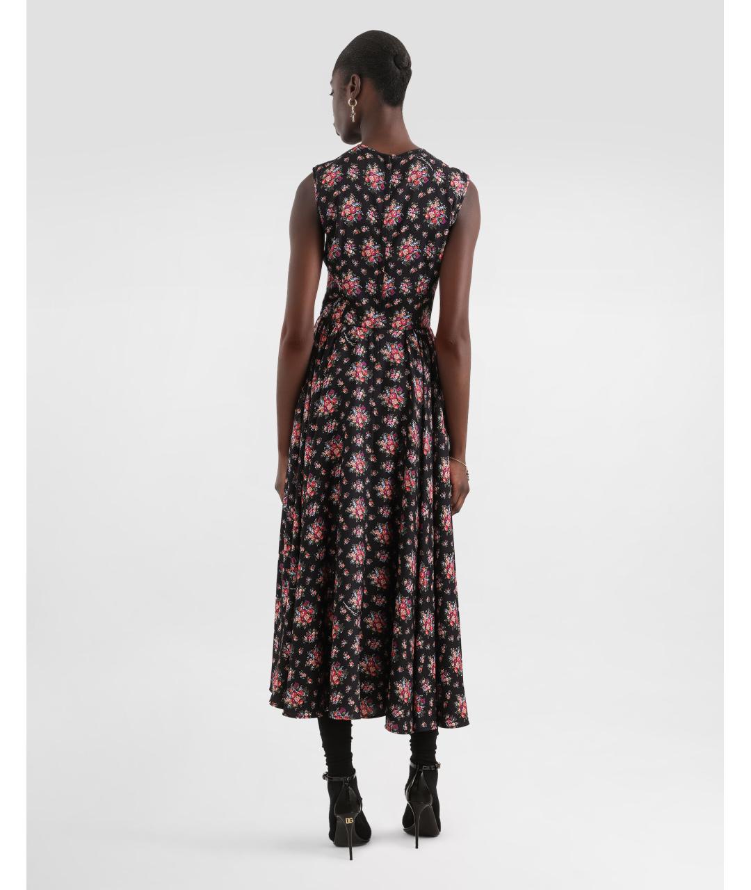 DOLCE&GABBANA Черное шелковое повседневное платье, фото 3