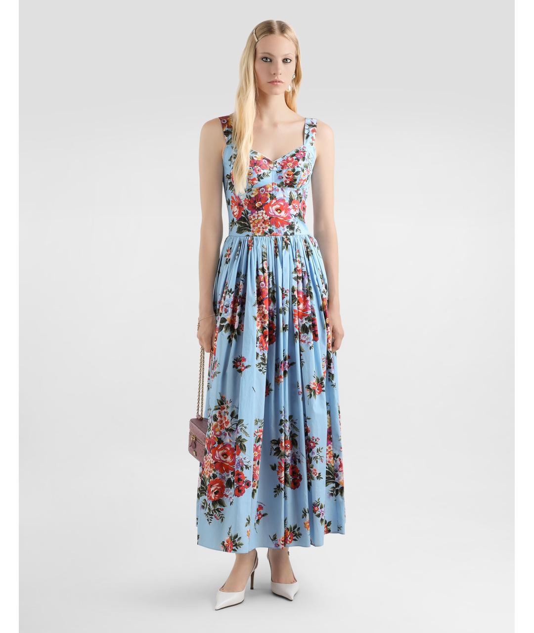 DOLCE&GABBANA Голубой хлопковый сарафан, фото 2