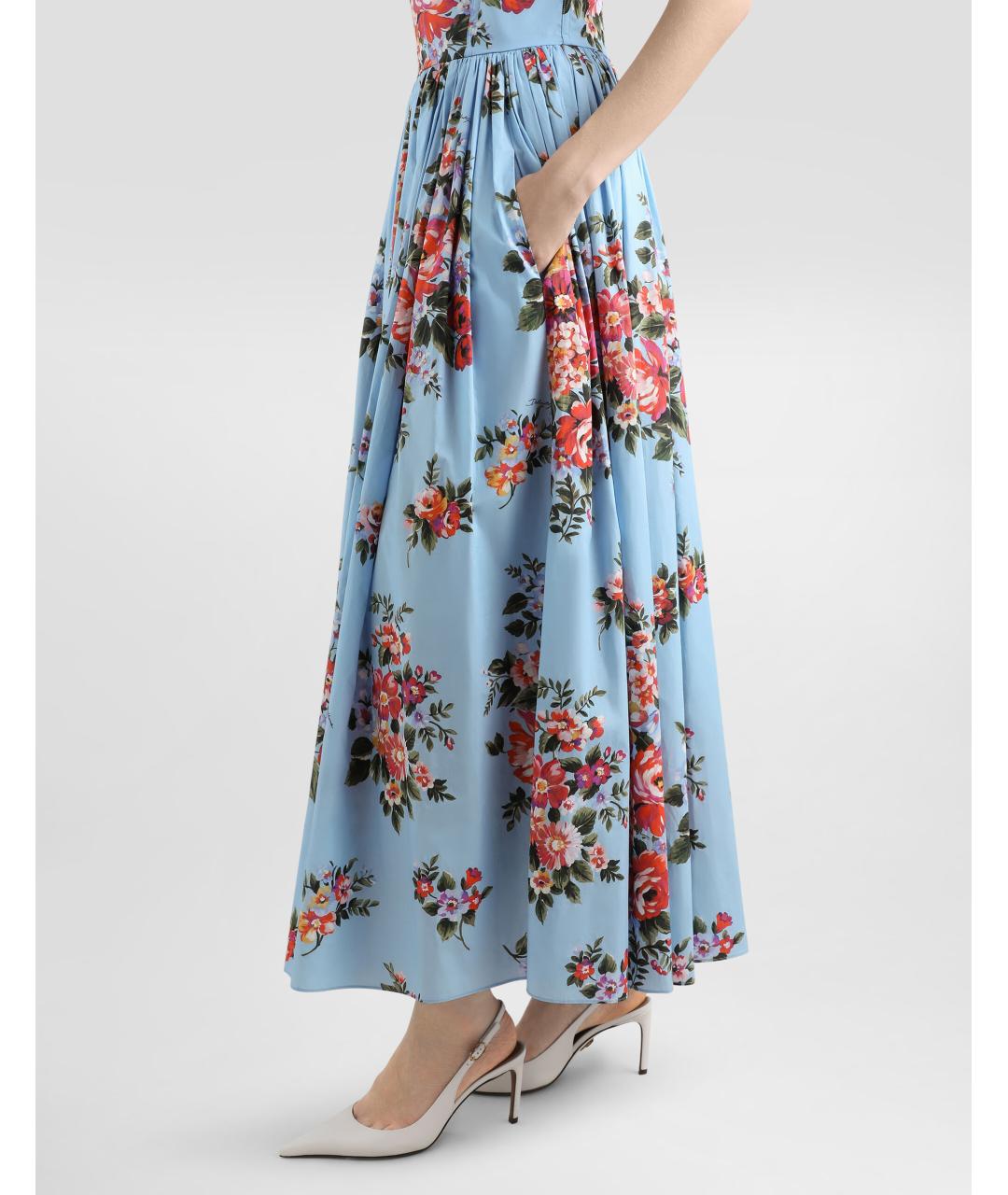DOLCE&GABBANA Голубой хлопковый сарафан, фото 4
