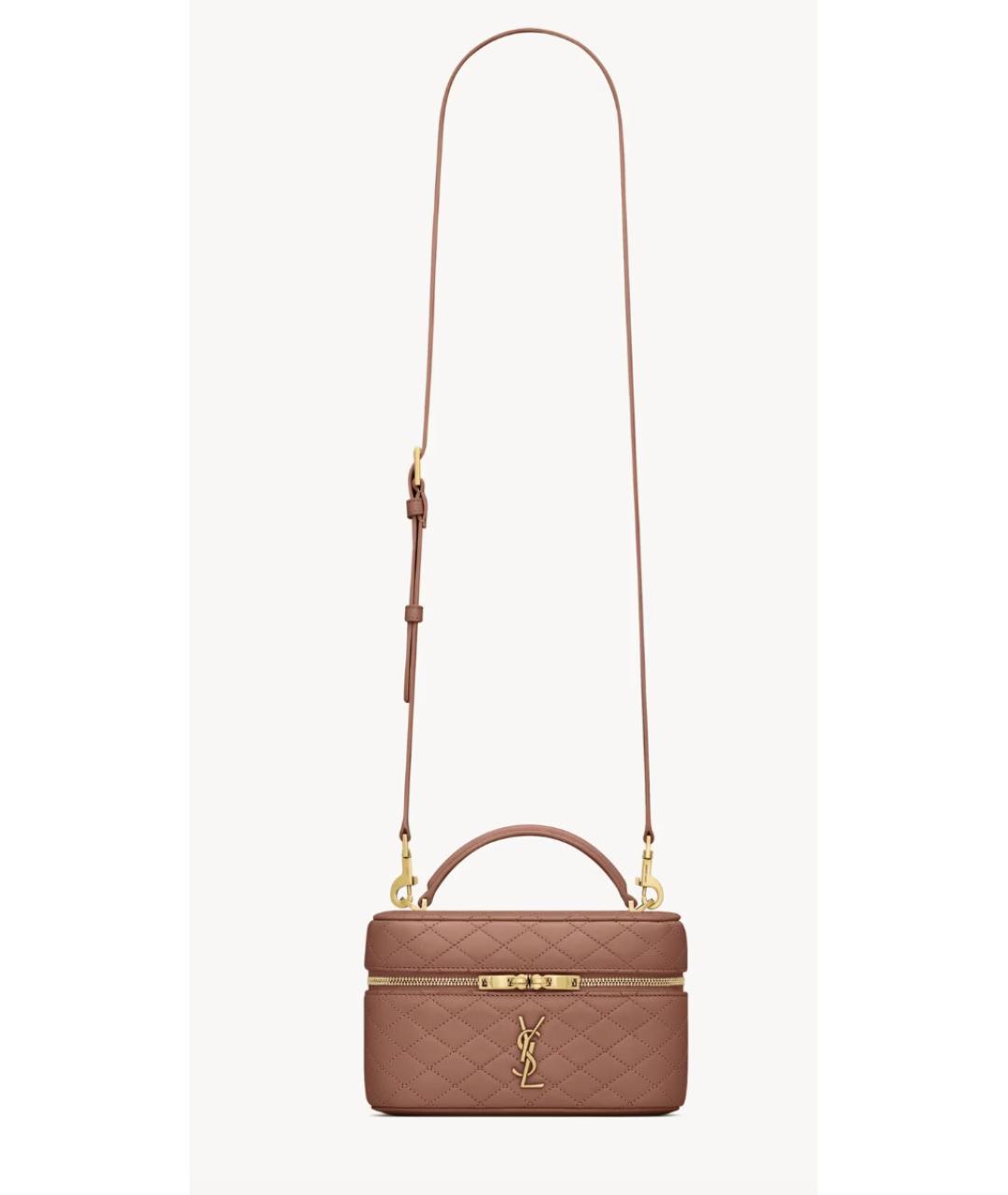 SAINT LAURENT Розовая кожаная сумка с короткими ручками, фото 5