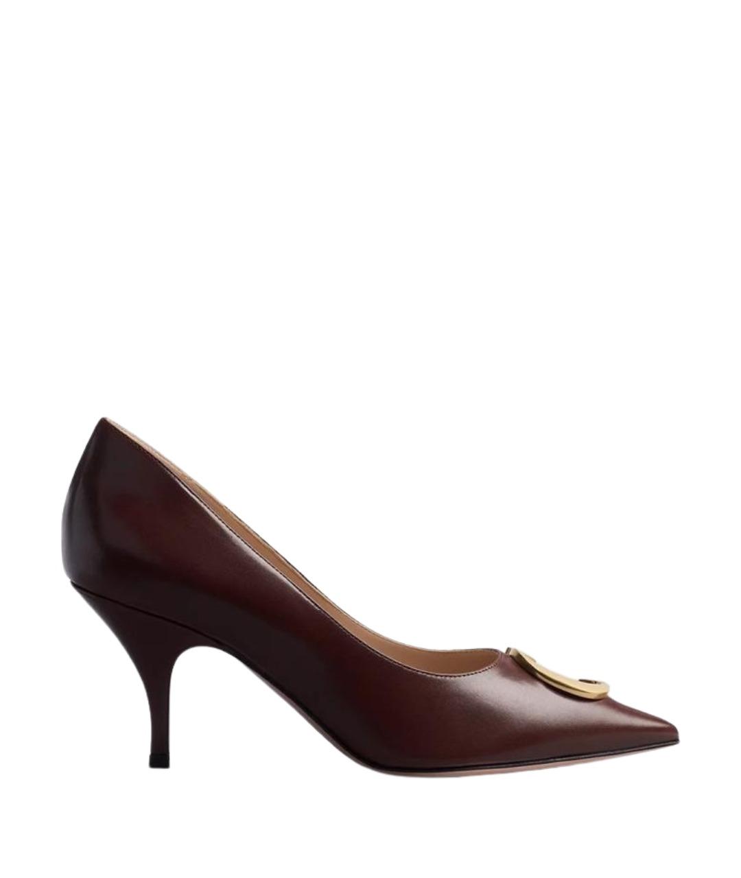 CHRISTIAN DIOR Бордовые кожаные туфли, фото 1