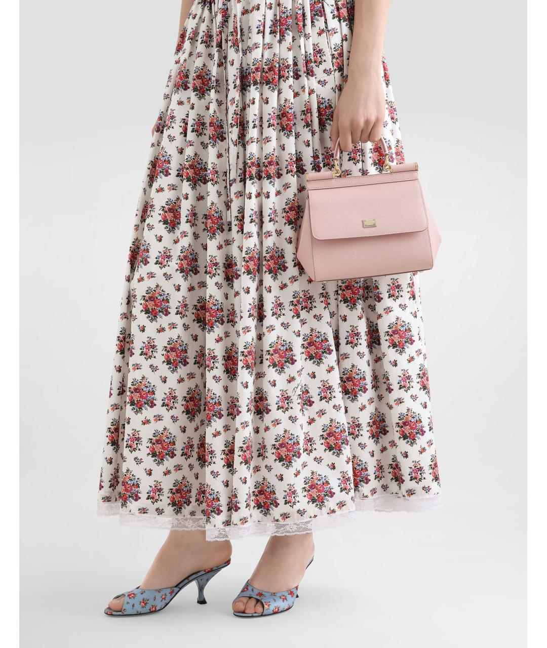 DOLCE&GABBANA Розовая кожаная сумка с короткими ручками, фото 2