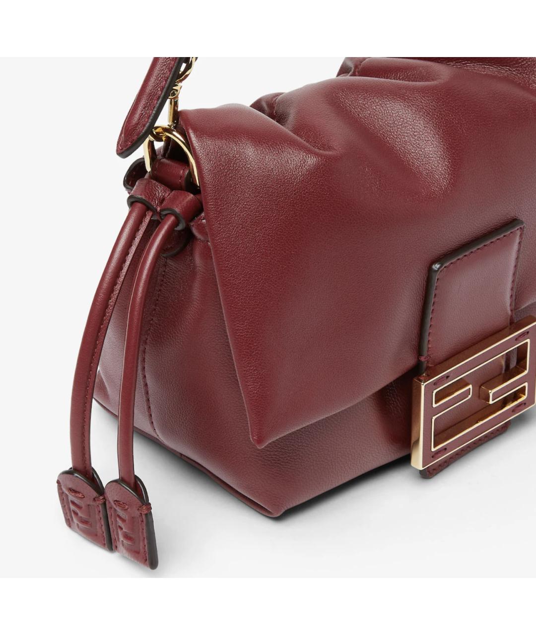 FENDI Бордовая кожаная сумка через плечо, фото 5