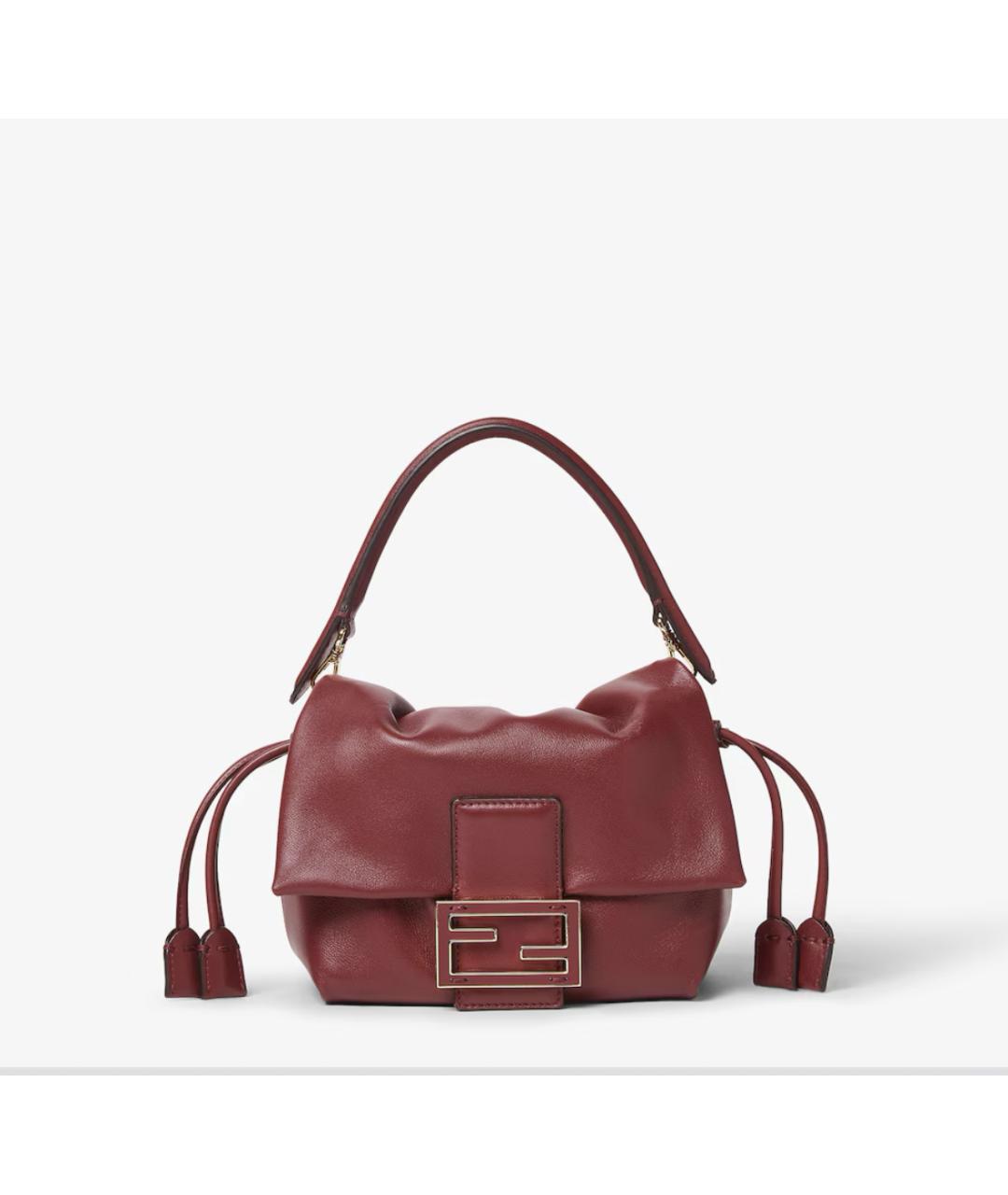 FENDI Бордовая кожаная сумка через плечо, фото 6