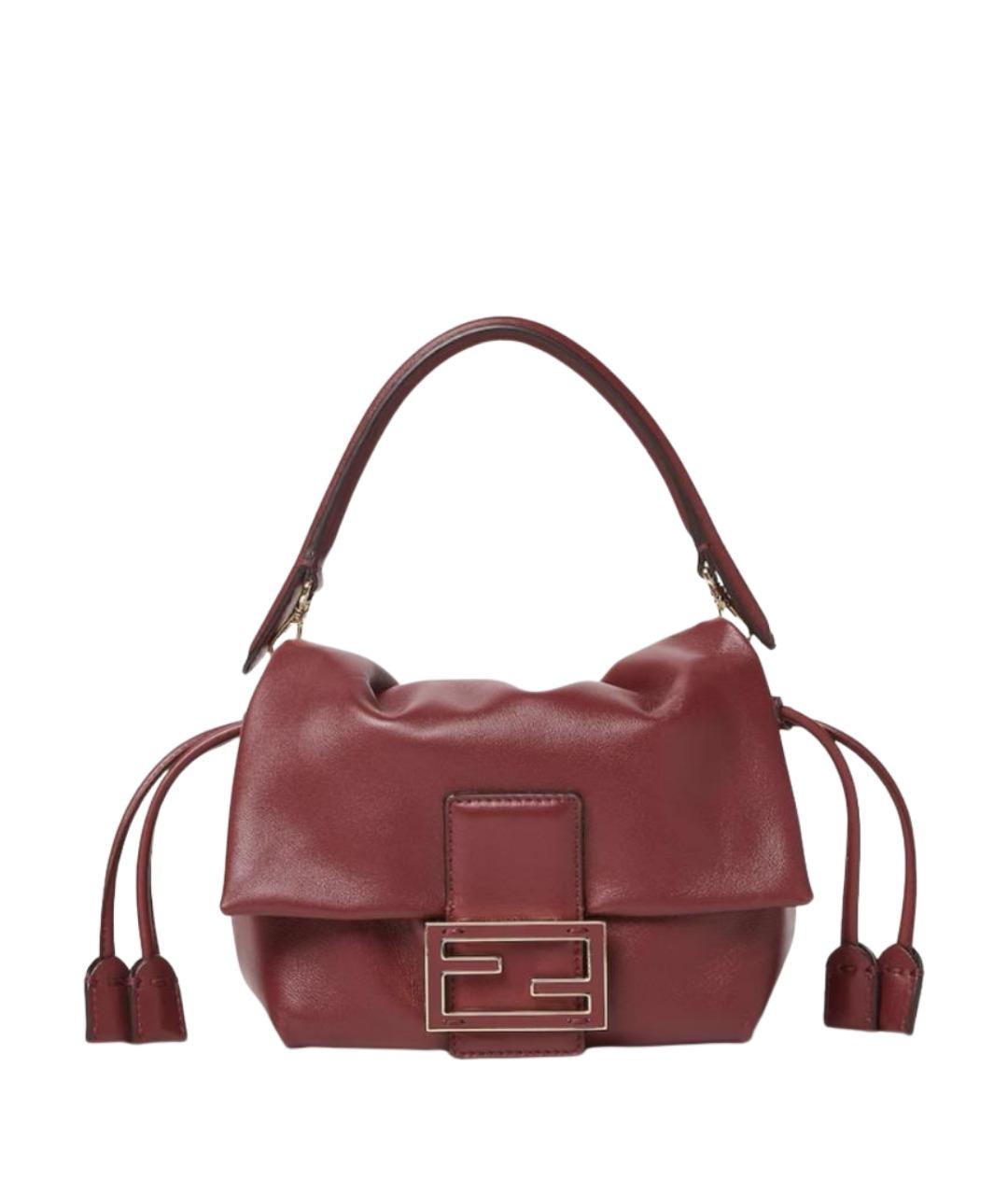 FENDI Бордовая кожаная сумка через плечо, фото 1