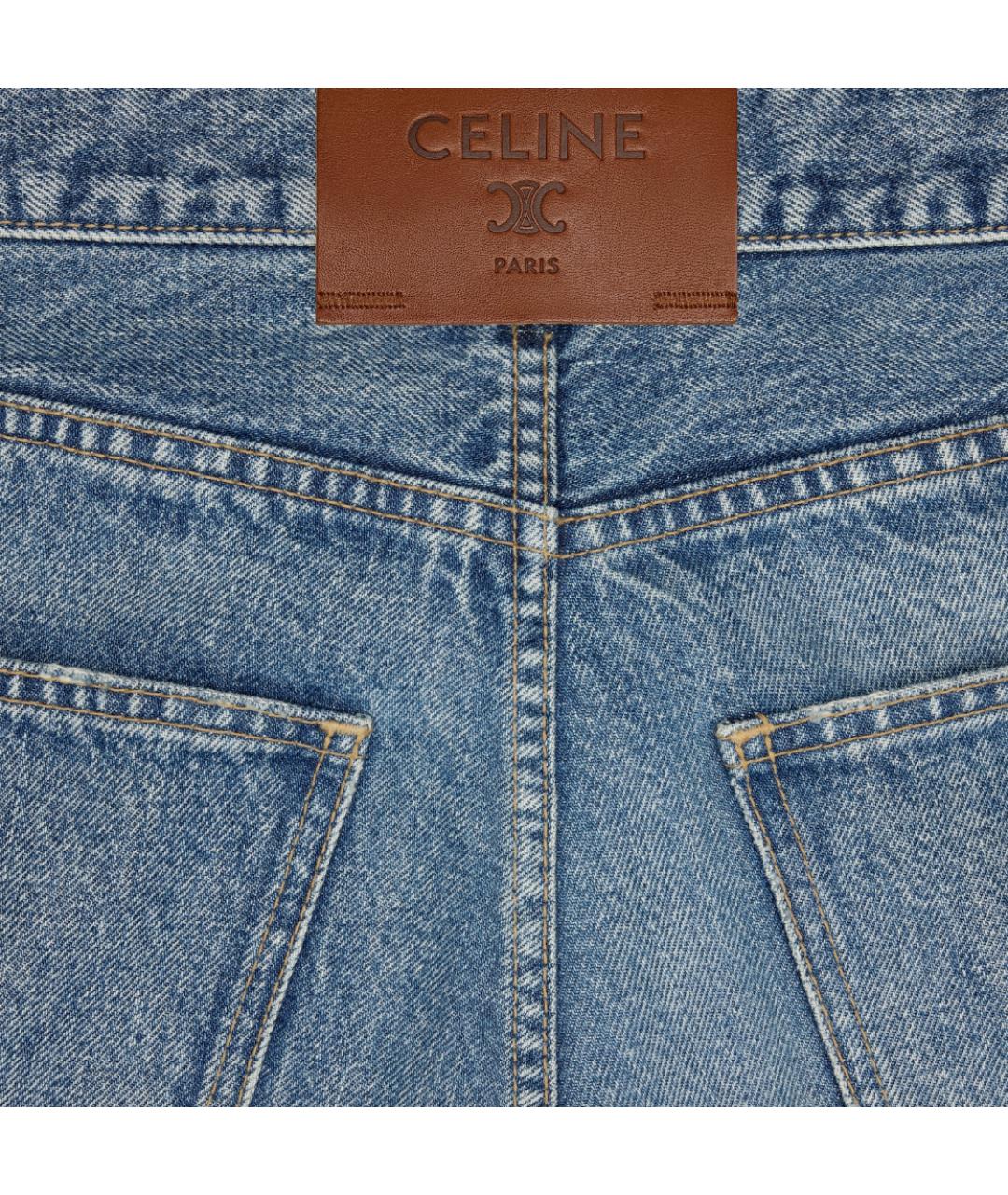 CELINE Синие хлопковые прямые брюки, фото 3