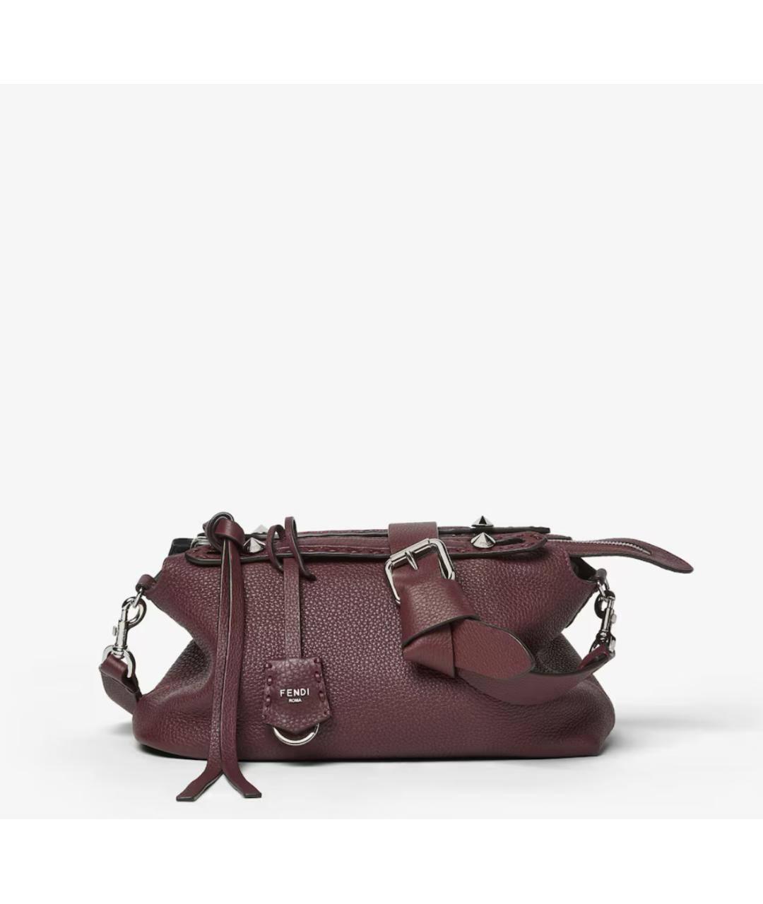 FENDI Бордовая кожаная сумка через плечо, фото 2