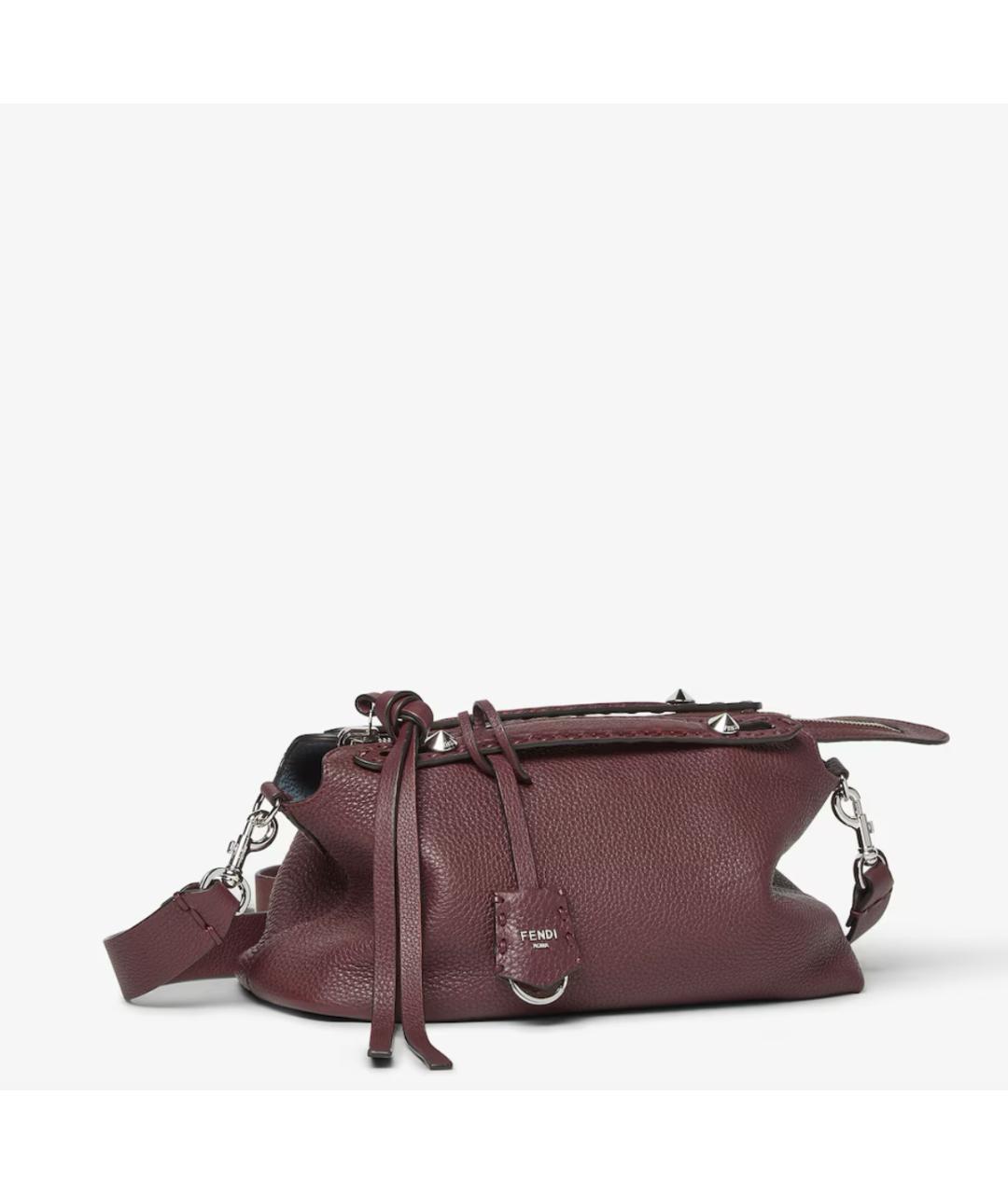 FENDI Бордовая кожаная сумка через плечо, фото 3