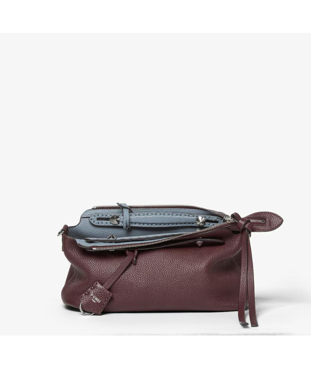 FENDI Бордовая кожаная сумка через плечо, фото 5