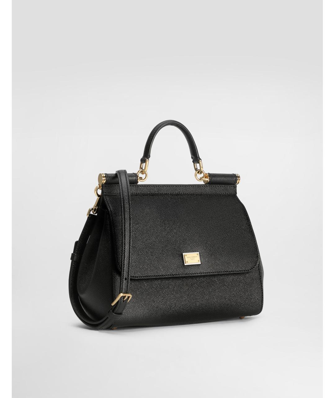 DOLCE&GABBANA Черная кожаная сумка с короткими ручками, фото 3