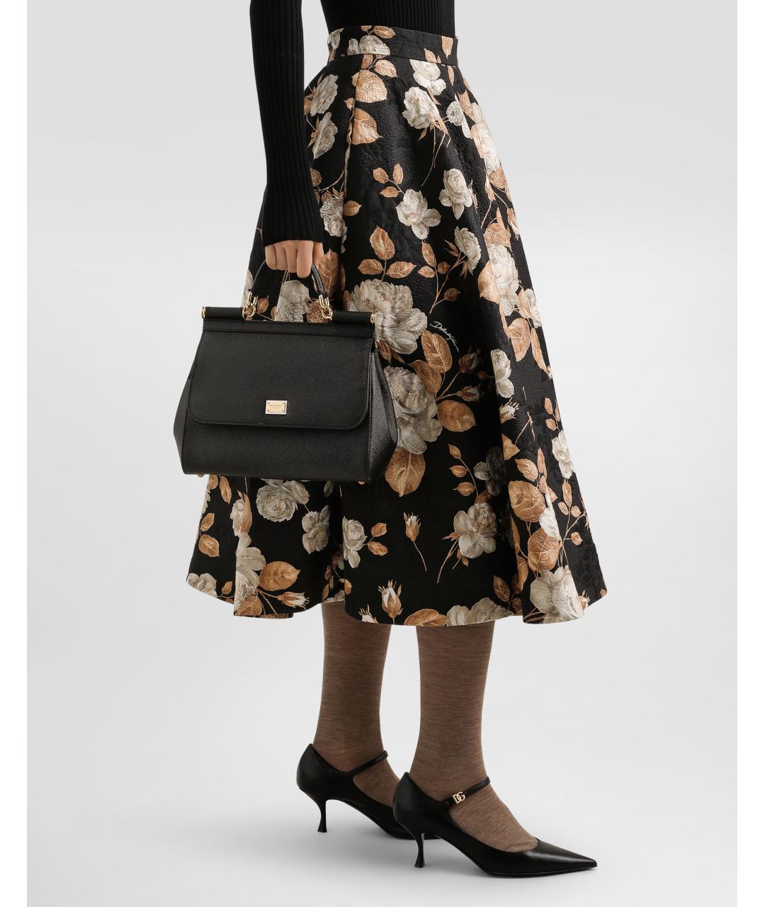 DOLCE&GABBANA Черная кожаная сумка с короткими ручками, фото 2