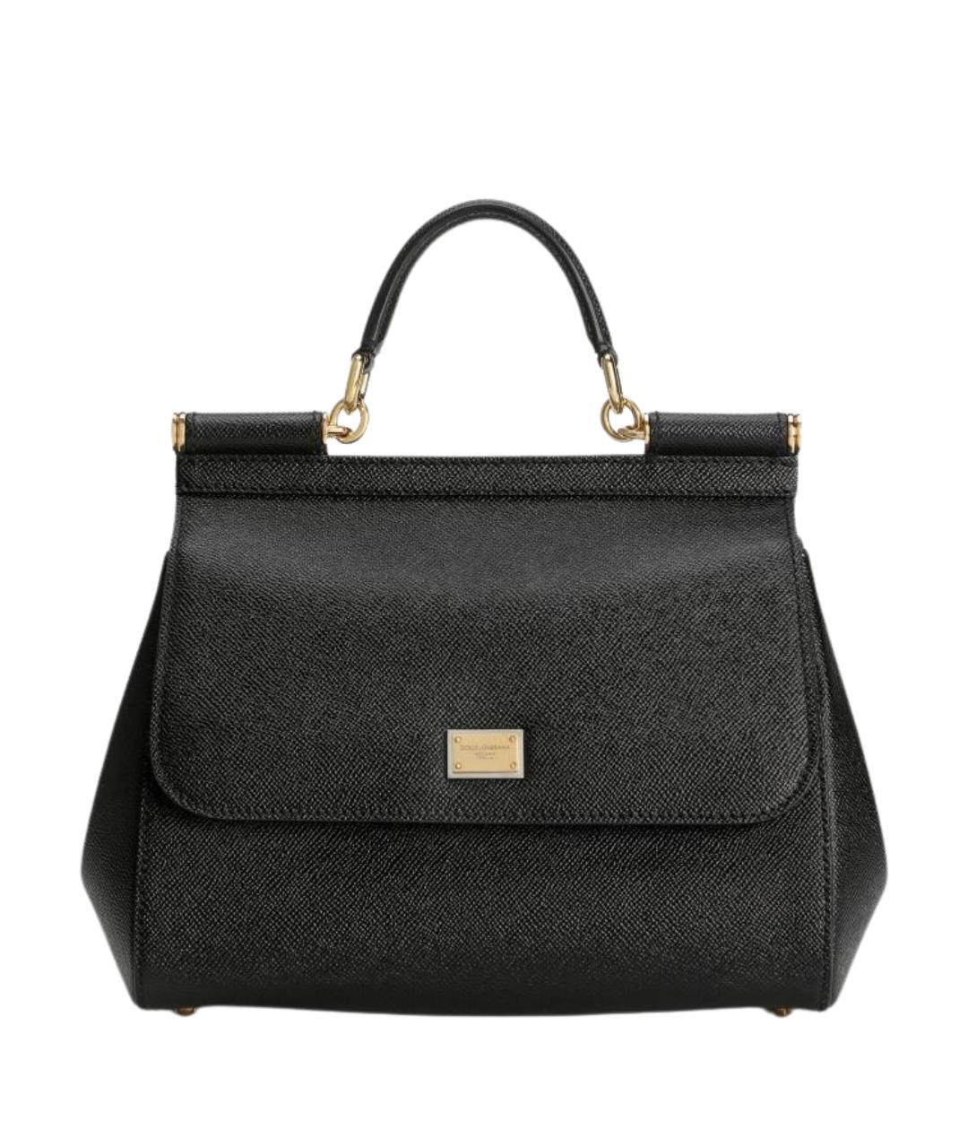 DOLCE&GABBANA Черная кожаная сумка с короткими ручками, фото 1