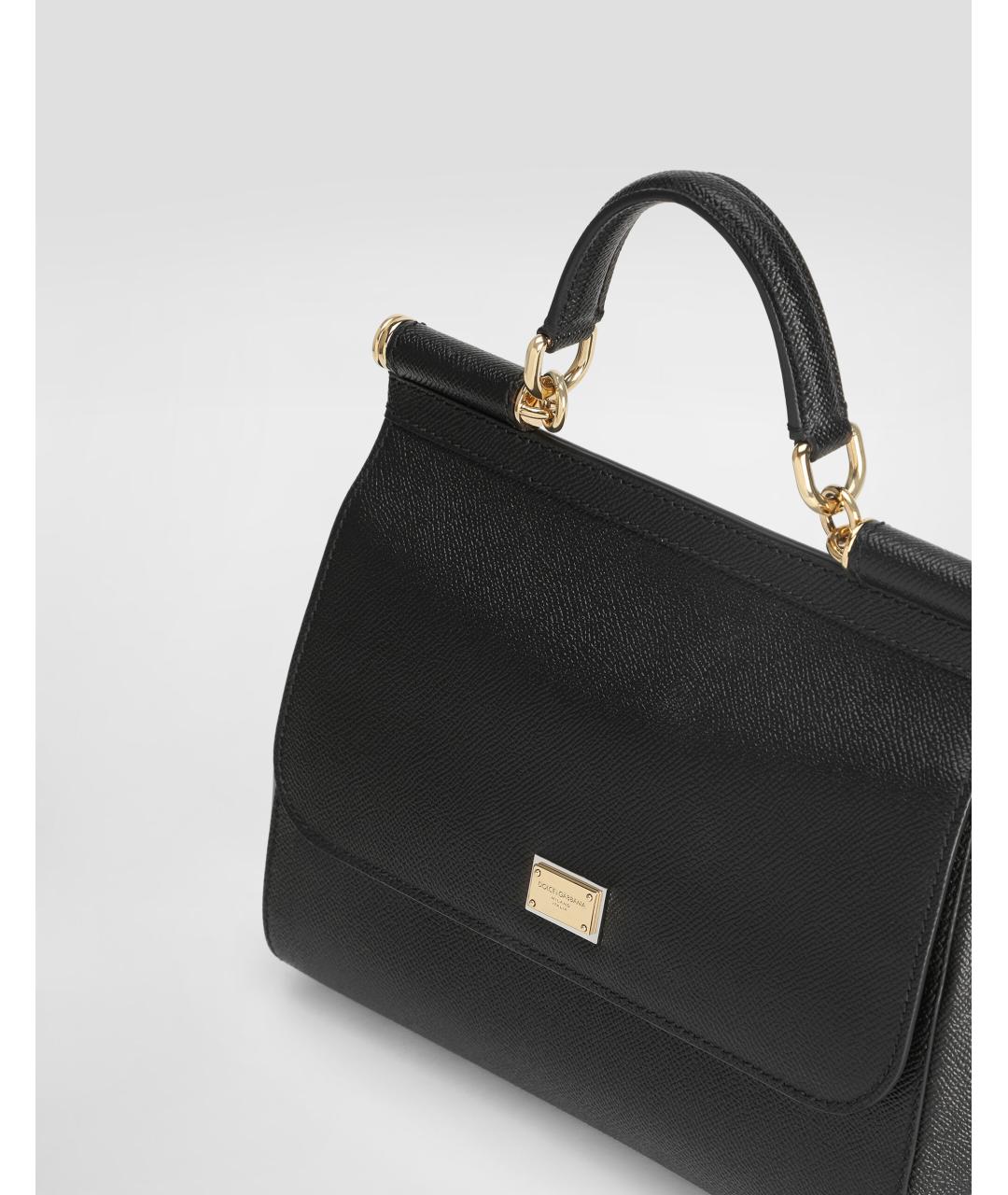 DOLCE&GABBANA Черная кожаная сумка с короткими ручками, фото 6