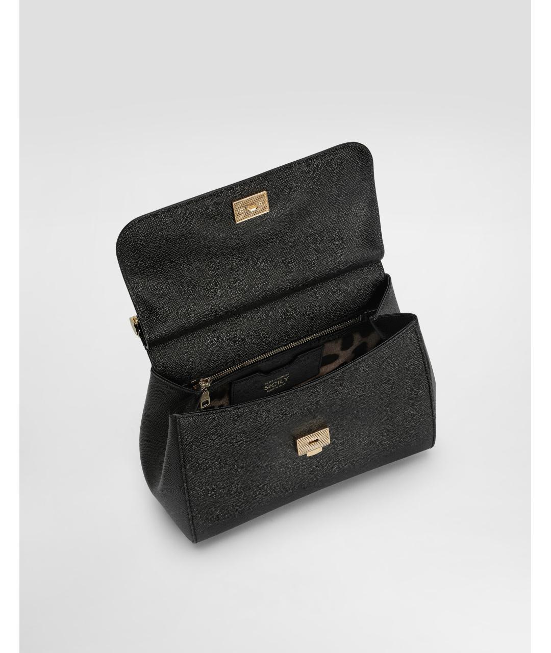 DOLCE&GABBANA Черная кожаная сумка с короткими ручками, фото 5