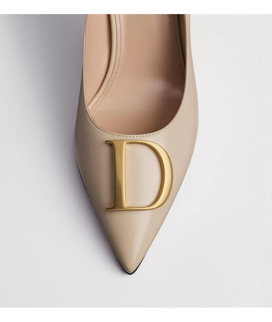 CHRISTIAN DIOR Бежевые кожаные туфли, фото 4