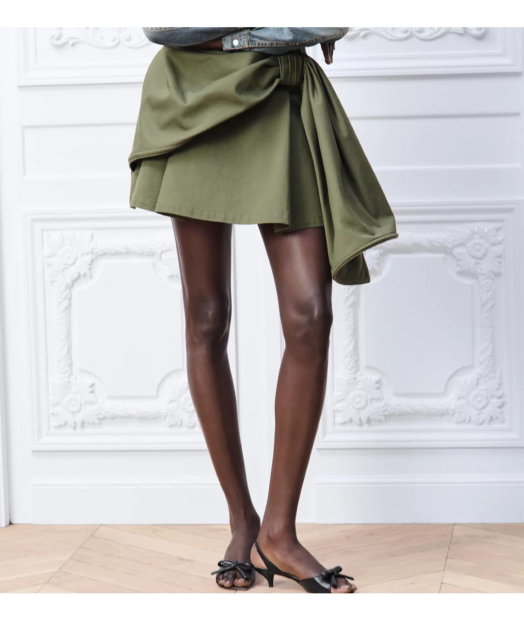 CHRISTIAN DIOR Хаки хлопковая юбка мини, фото 5
