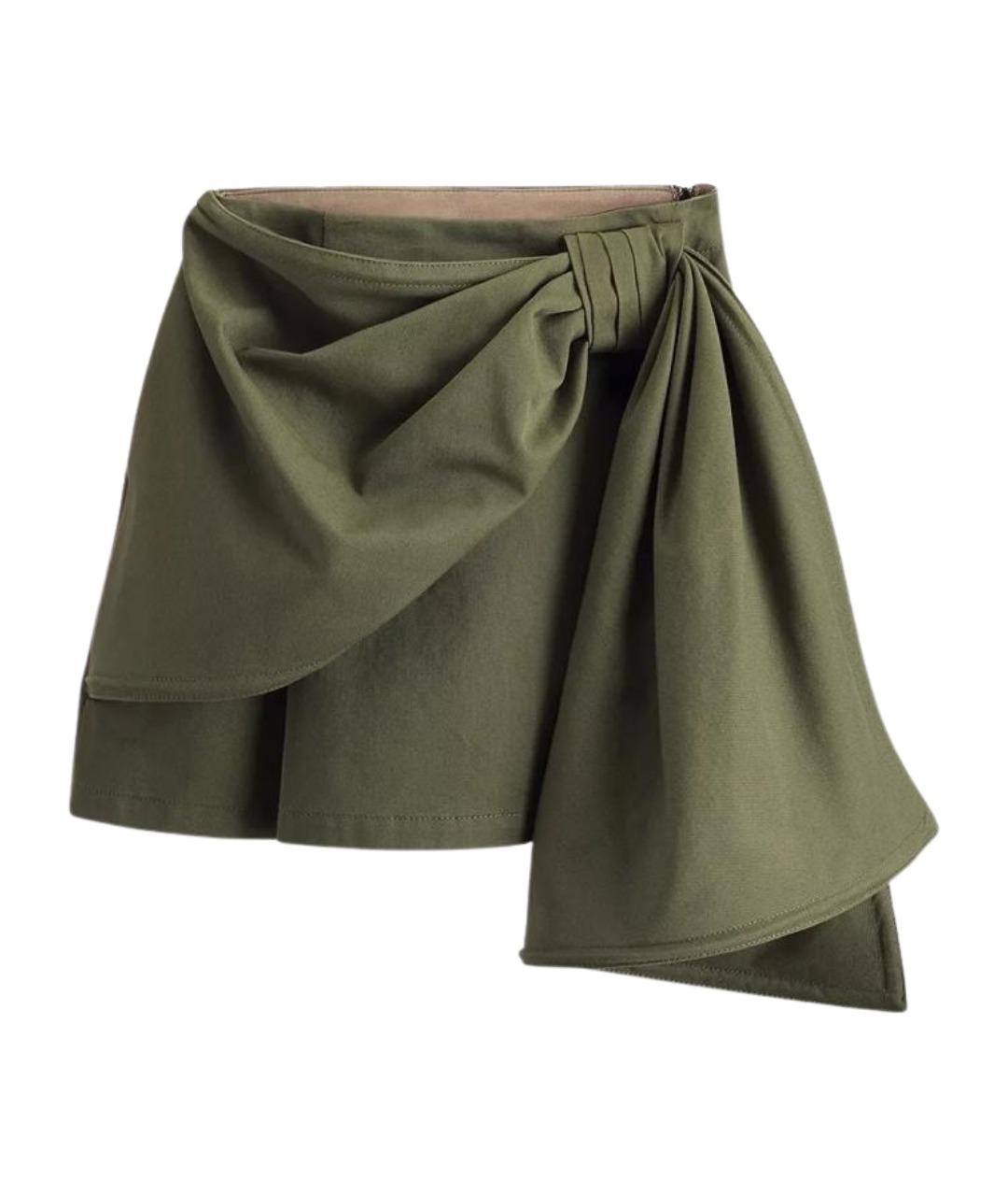 CHRISTIAN DIOR Хаки хлопковая юбка мини, фото 1