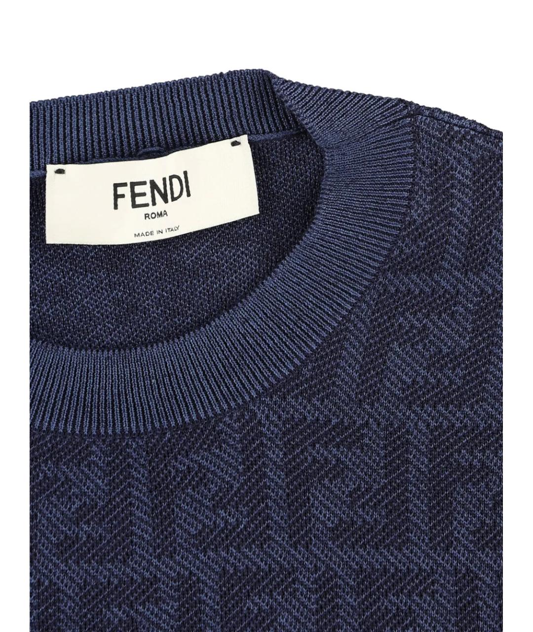 FENDI Темно-синий шерстяной джемпер / свитер, фото 3