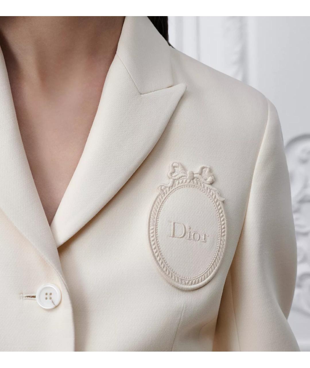 CHRISTIAN DIOR Белый шерстяной жакет/пиджак, фото 4