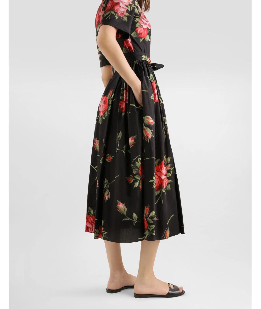 DOLCE&GABBANA Черное хлопковое повседневное платье, фото 5