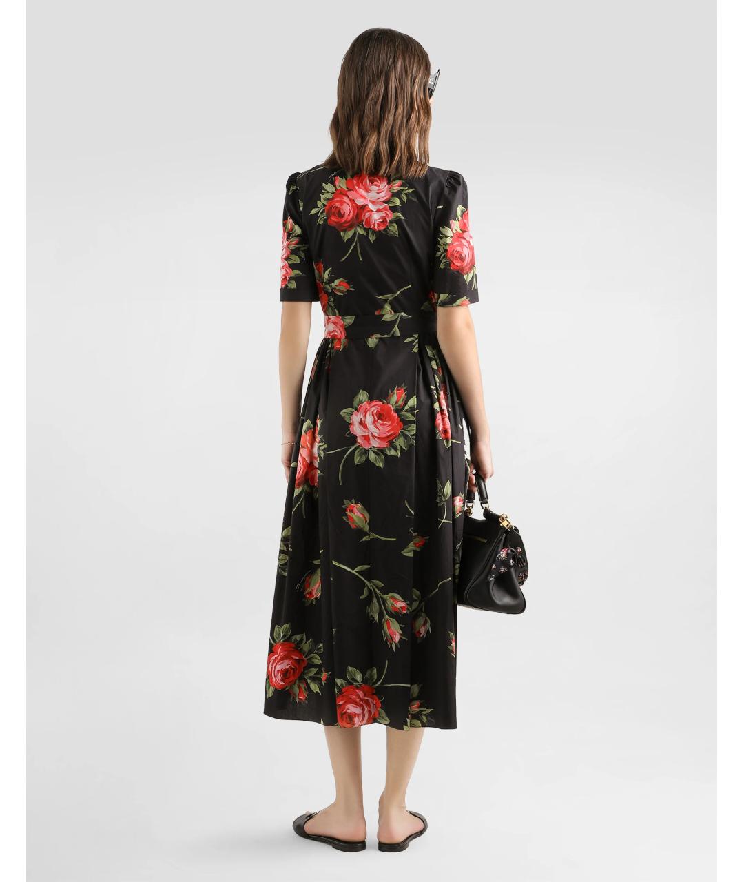 DOLCE&GABBANA Черное хлопковое повседневное платье, фото 3