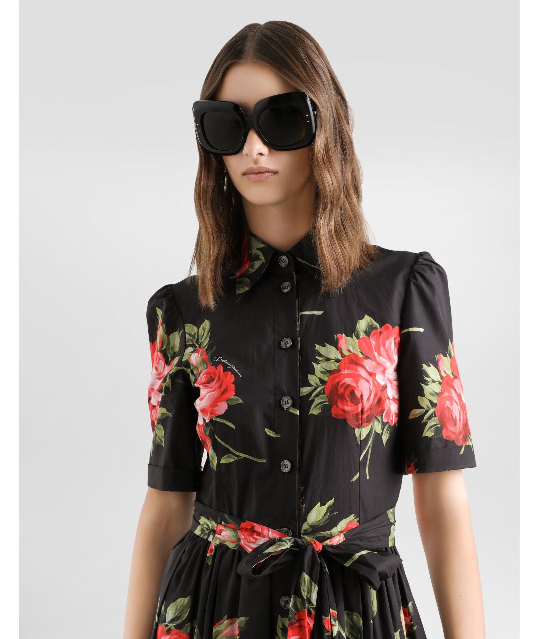 DOLCE&GABBANA Черное хлопковое повседневное платье, фото 4