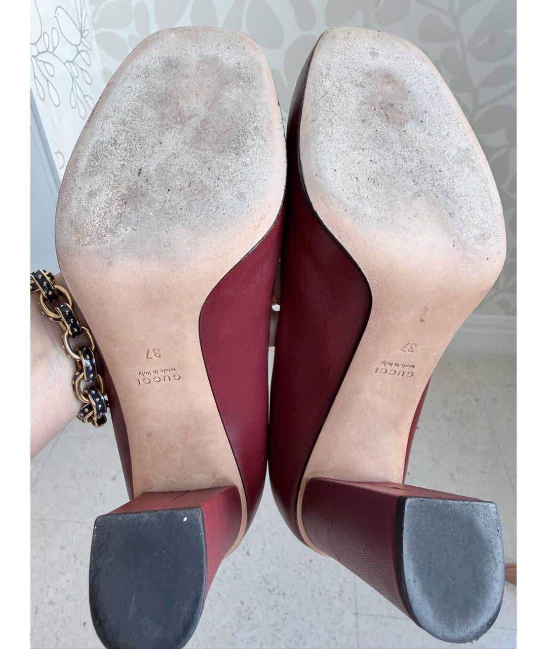 GUCCI Бордовые кожаные туфли, фото 4