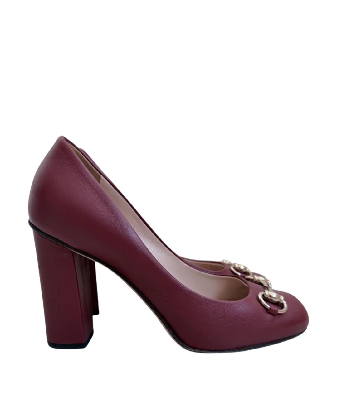 GUCCI Бордовые кожаные туфли, фото 1