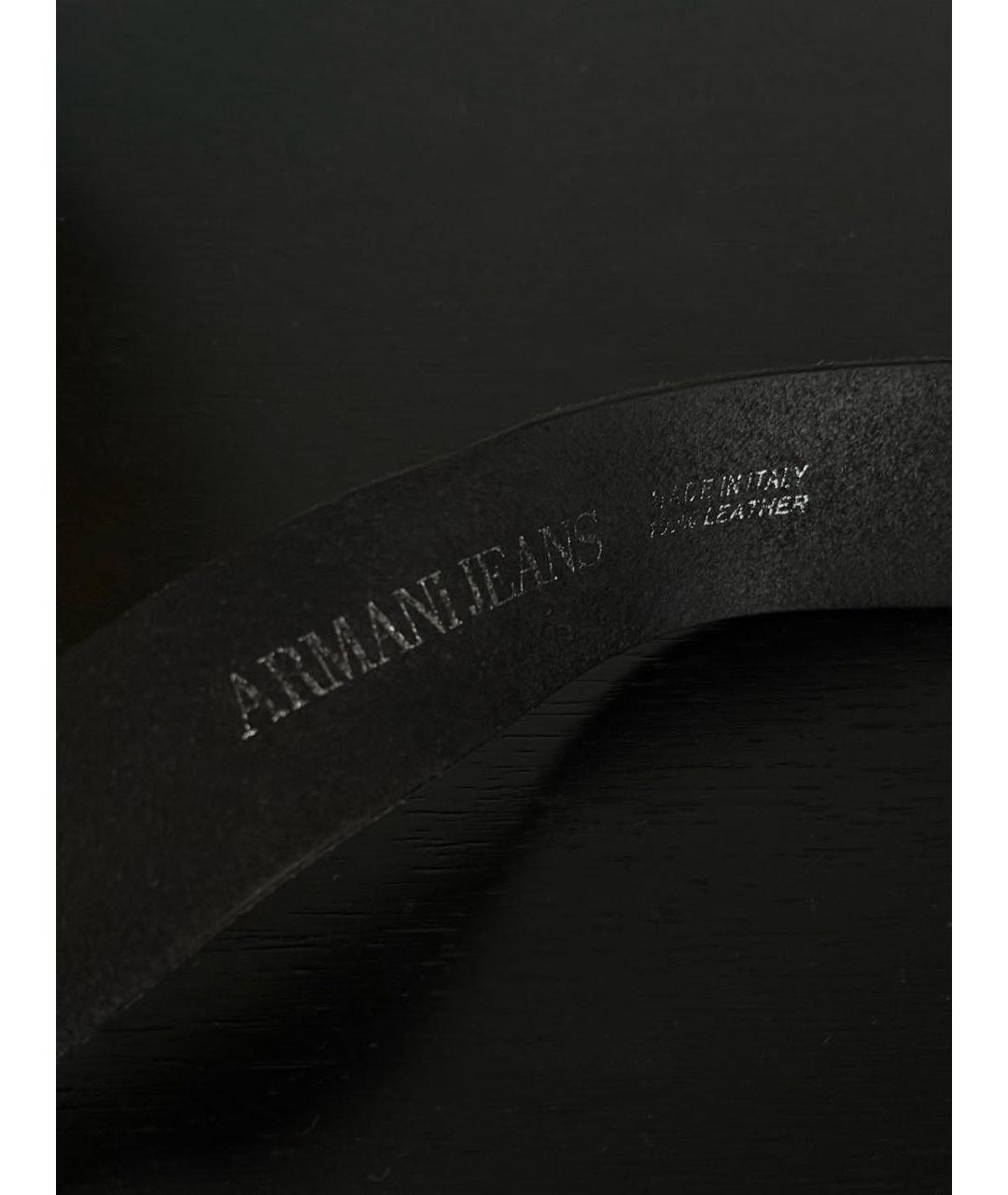 ARMANI JEANS Черный кожаный ремень, фото 4