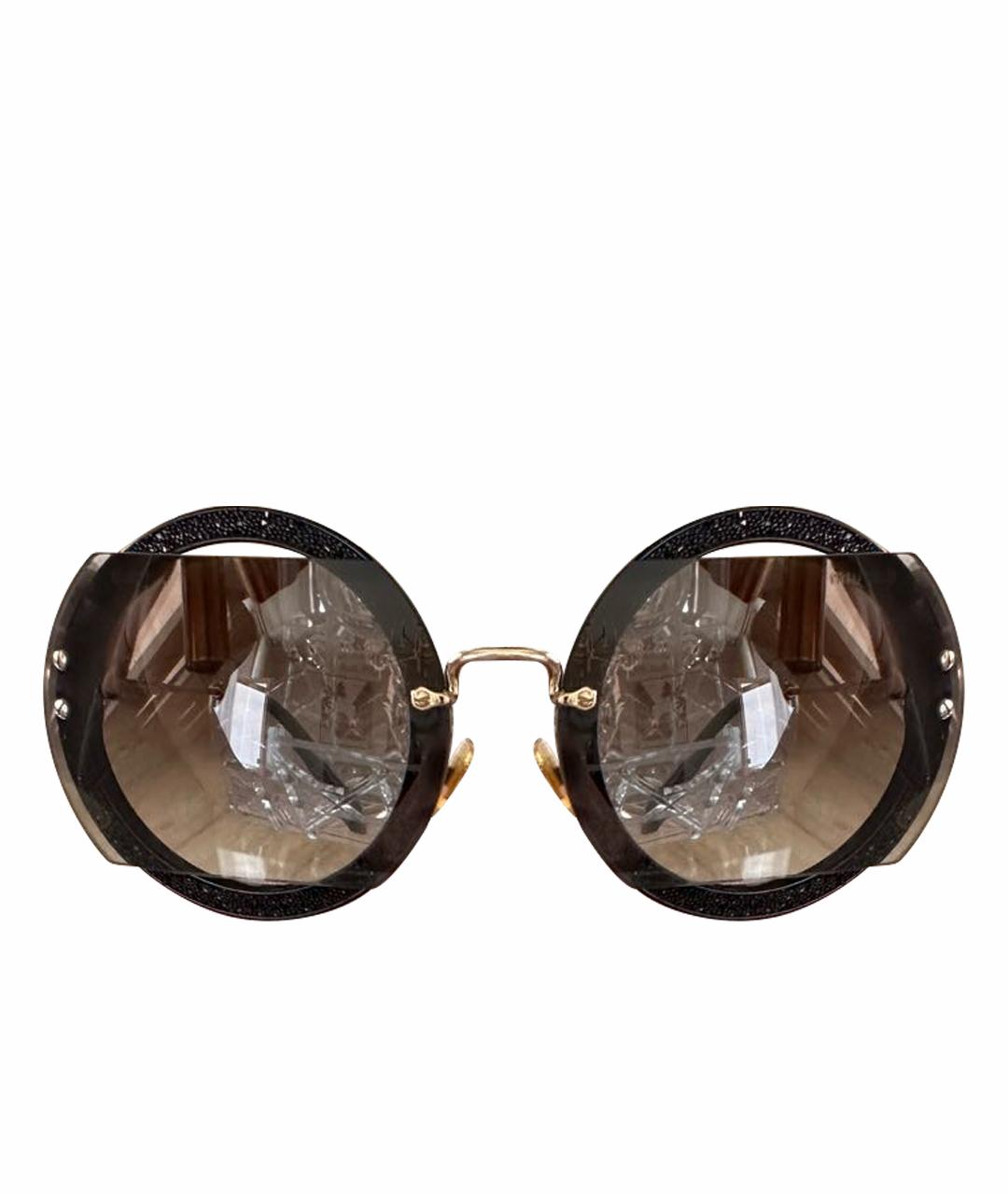 MIU MIU Золотые металлические солнцезащитные очки, фото 1