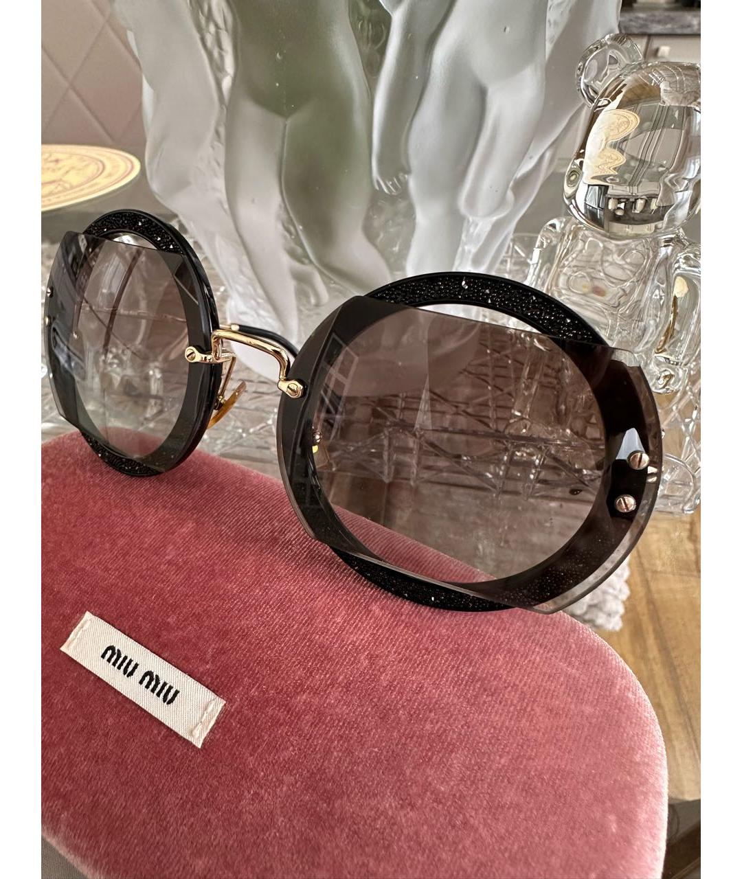 MIU MIU Золотые металлические солнцезащитные очки, фото 2