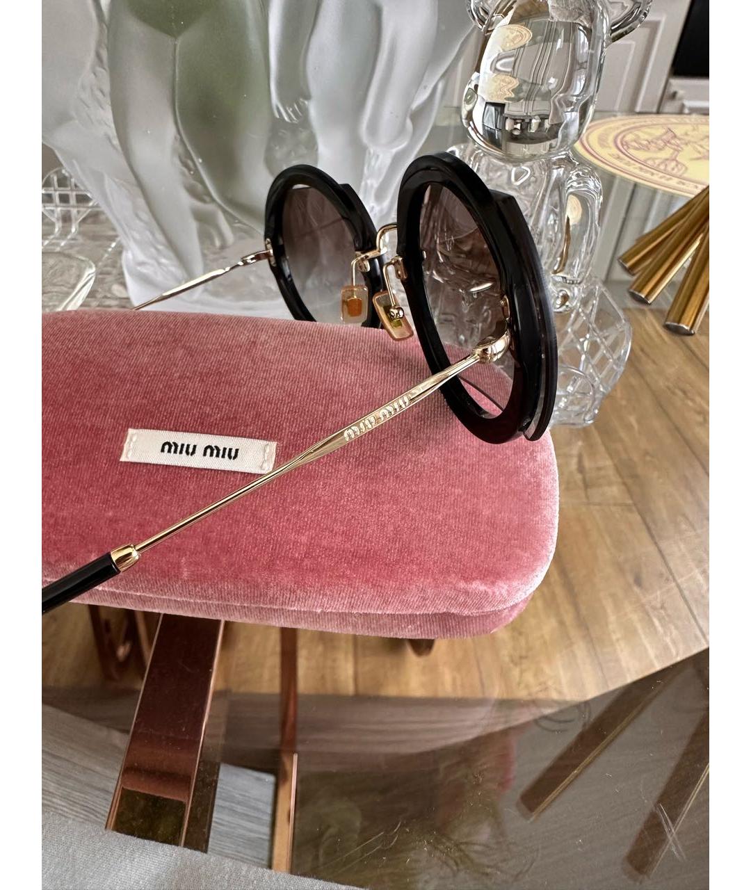 MIU MIU Золотые металлические солнцезащитные очки, фото 3