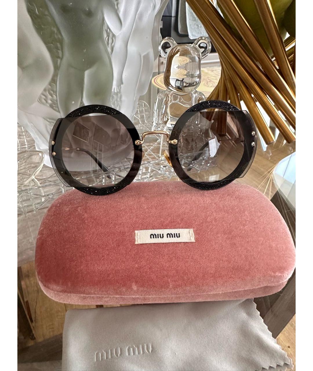 MIU MIU Золотые металлические солнцезащитные очки, фото 7