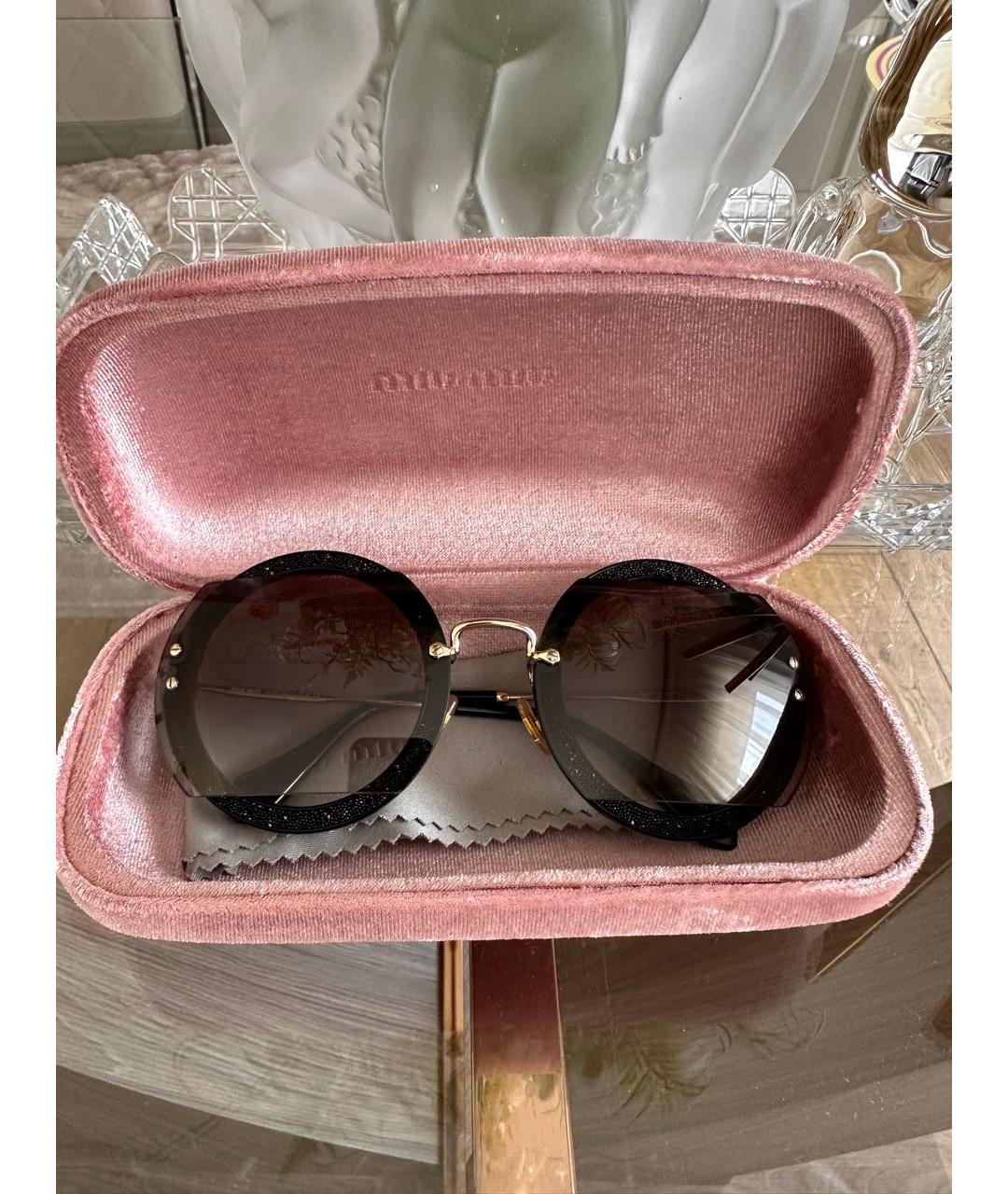 MIU MIU Золотые металлические солнцезащитные очки, фото 4
