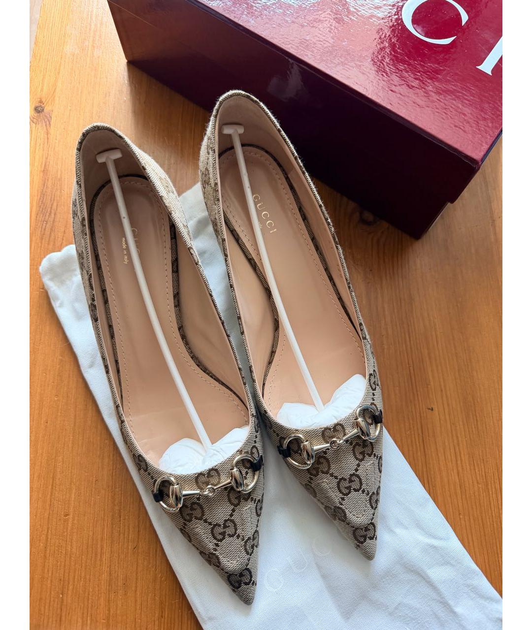 GUCCI Коричневые кожаные туфли, фото 2