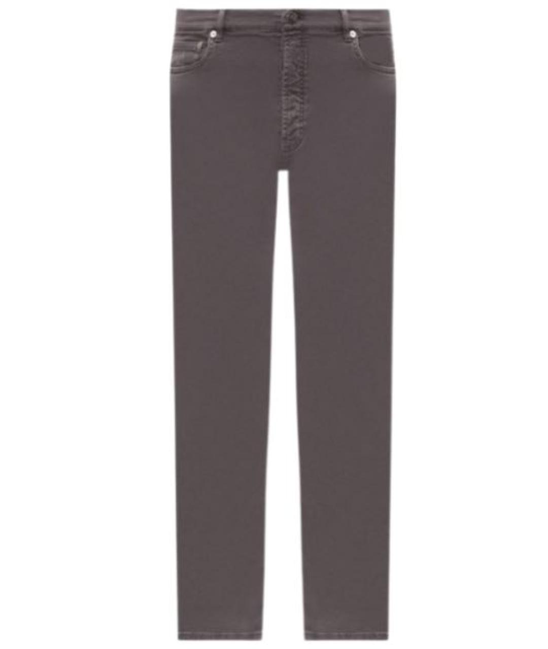 BRUNELLO CUCINELLI Антрацитовые хлопковые повседневные брюки, фото 1