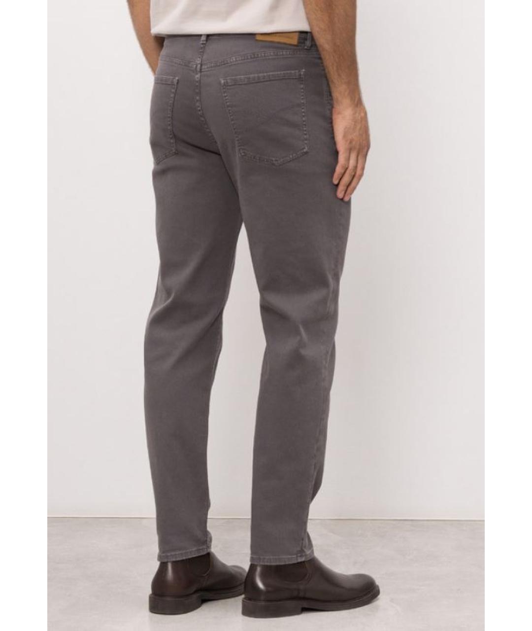 BRUNELLO CUCINELLI Антрацитовые хлопковые повседневные брюки, фото 2