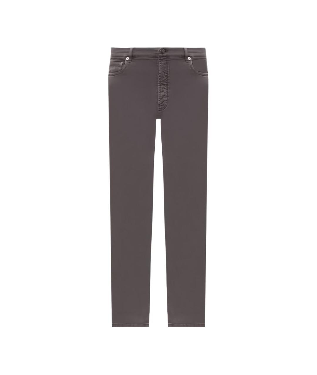 BRUNELLO CUCINELLI Антрацитовые хлопковые повседневные брюки, фото 4