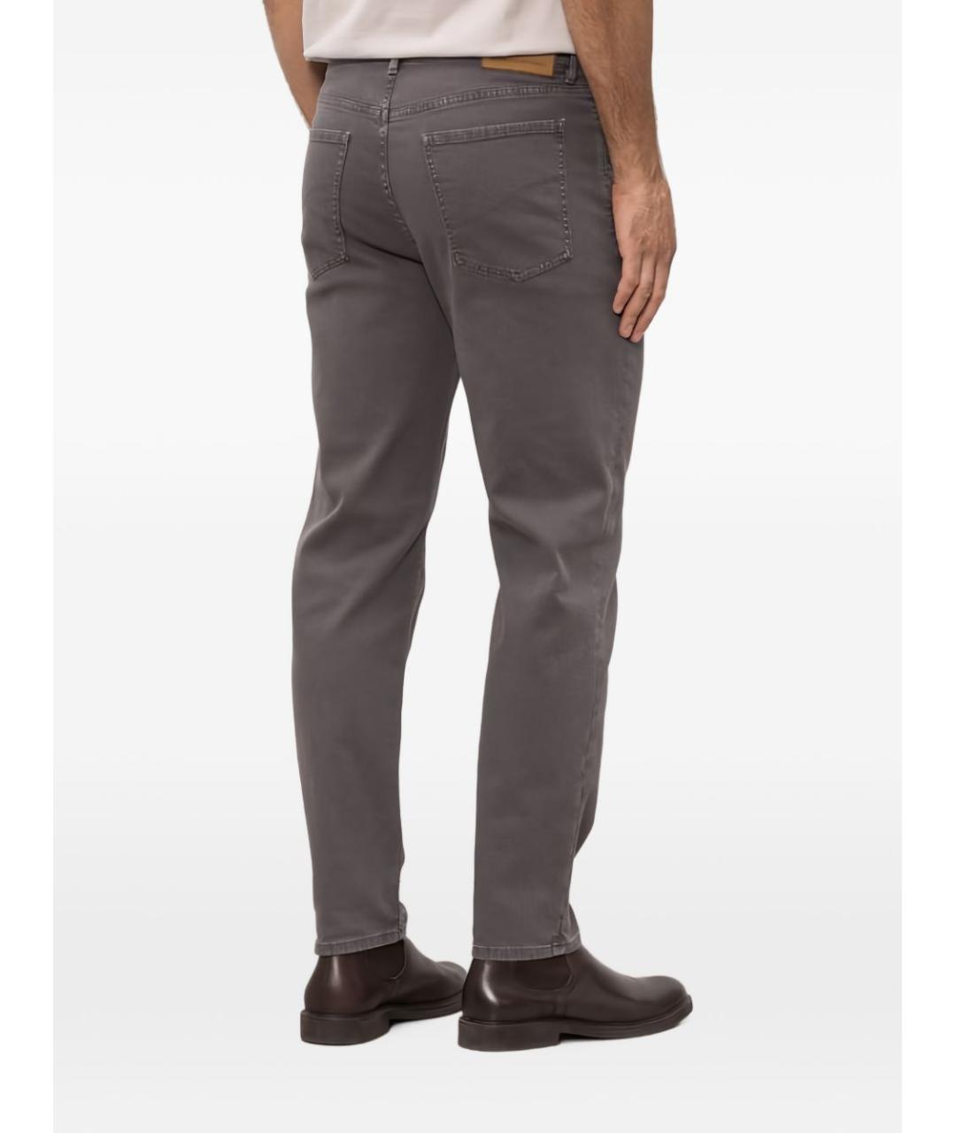 BRUNELLO CUCINELLI Антрацитовые хлопковые повседневные брюки, фото 5