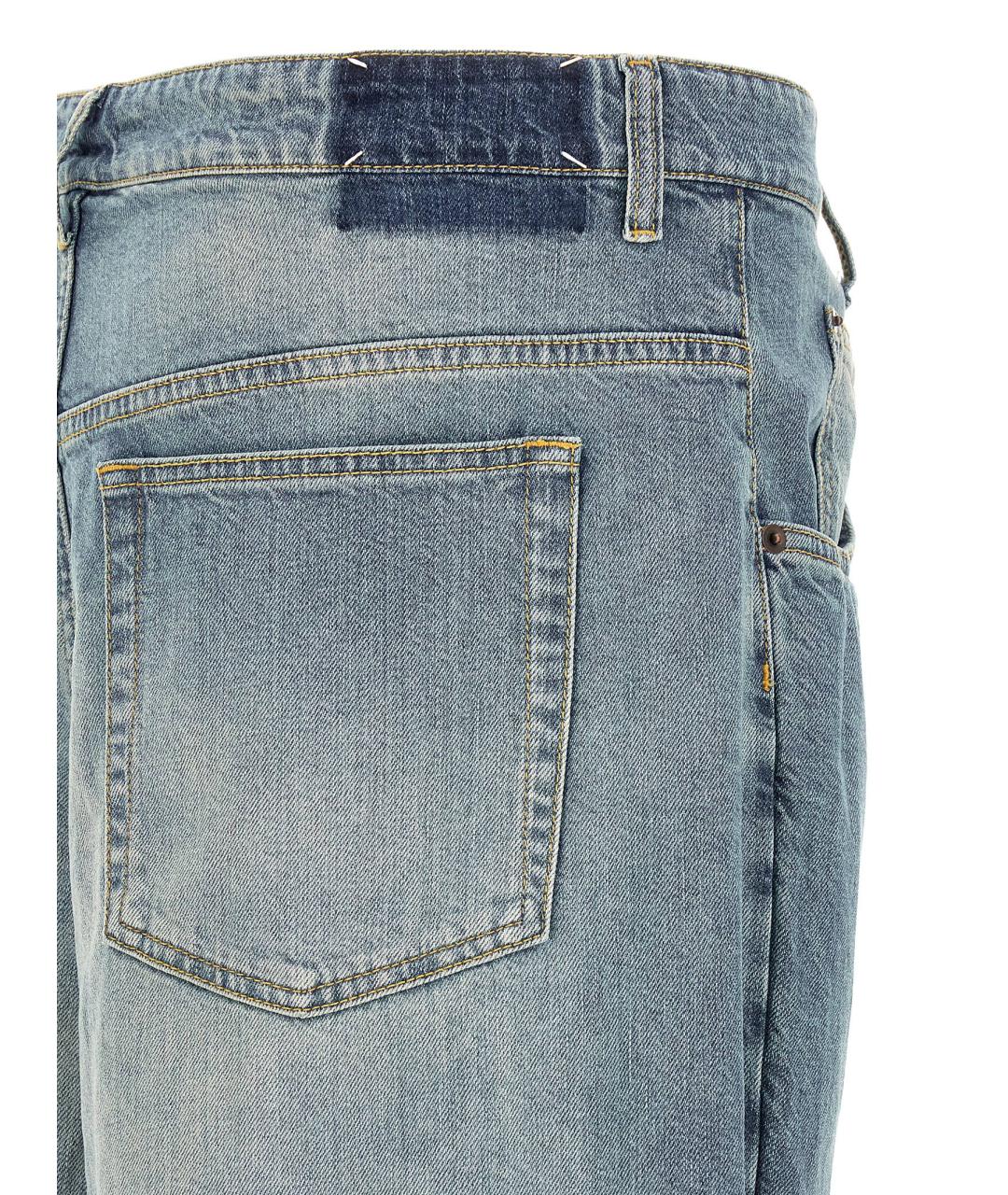 MAISON MARGIELA Голубые хлопковые прямые джинсы, фото 4