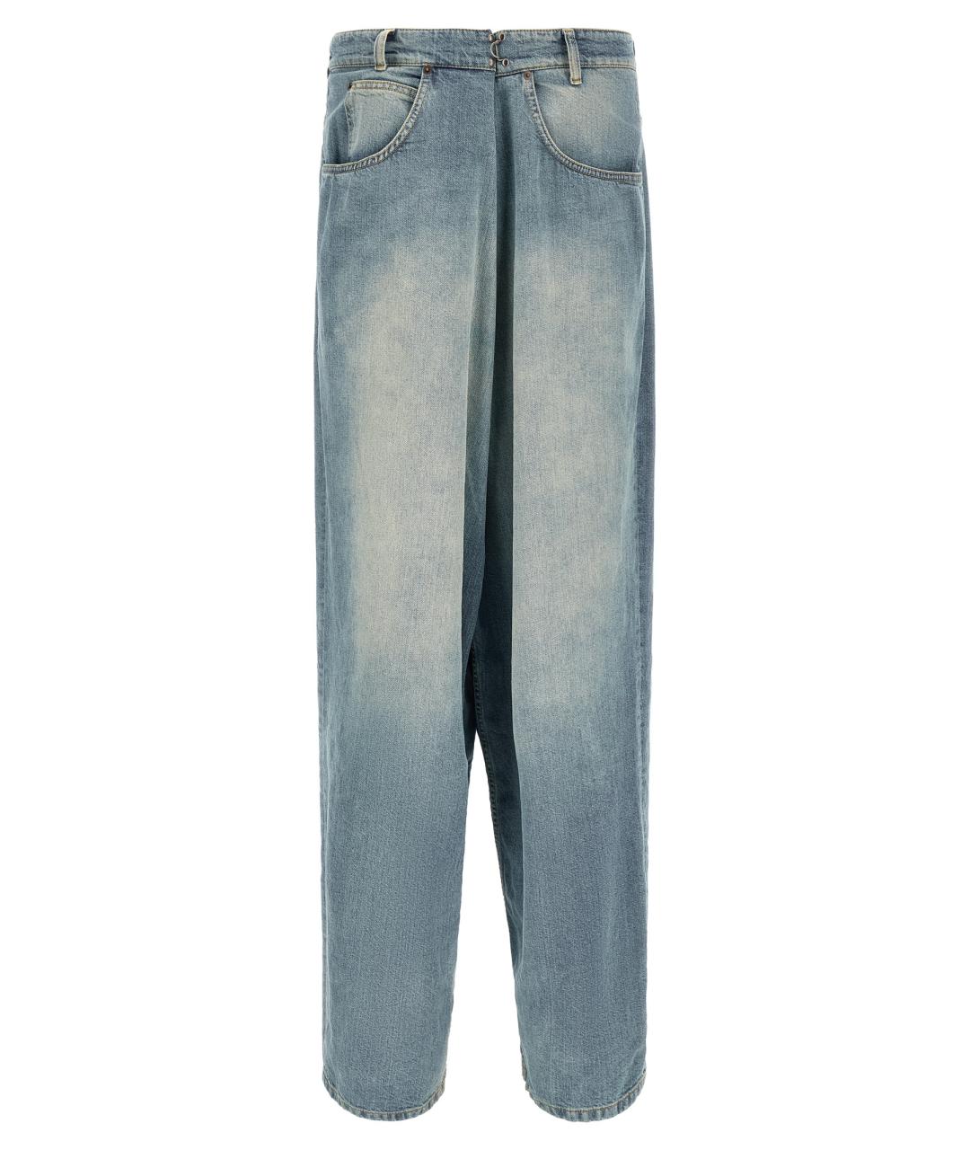 MAISON MARGIELA Голубые хлопковые прямые джинсы, фото 1